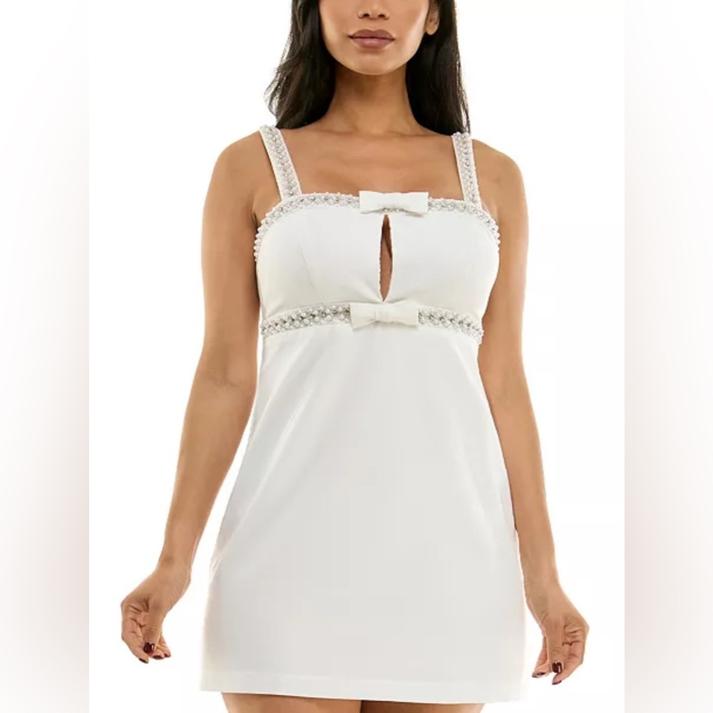 SENI & CADE Juniors' Embellished White Bodycon Mini Dress